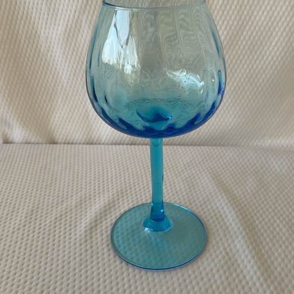 Vintage  Mid Century Blue Empoli Style Optic Snifter Glass. - Picture 2 of 6